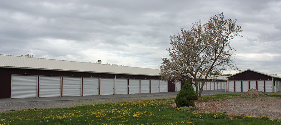 Storage unit rows and lawn at the Legion Drive location